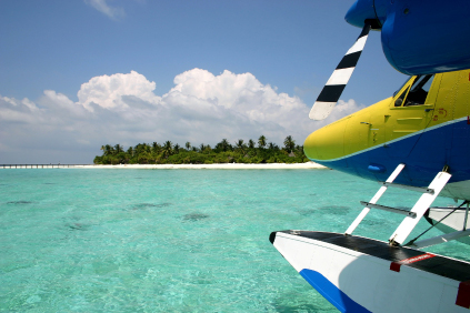 Seaplane near a South Pacific Island