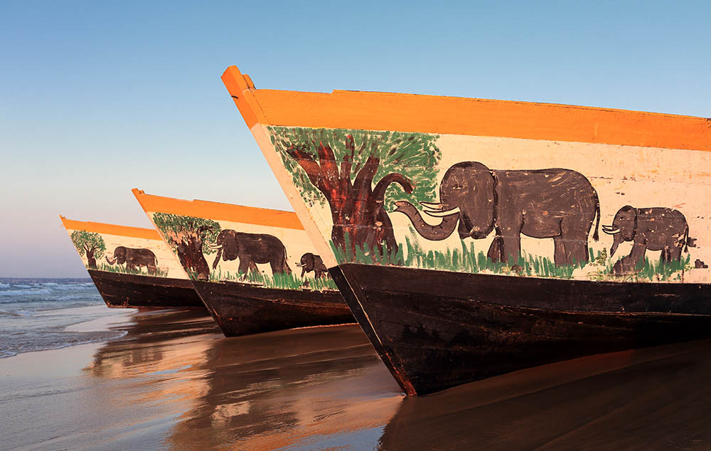 Colourful boats at the beach of Cape Maclear, Malawi