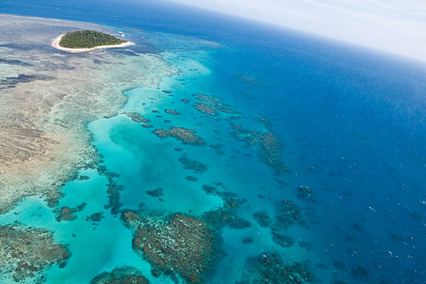 Aerial view of an island in Queensland, Australia