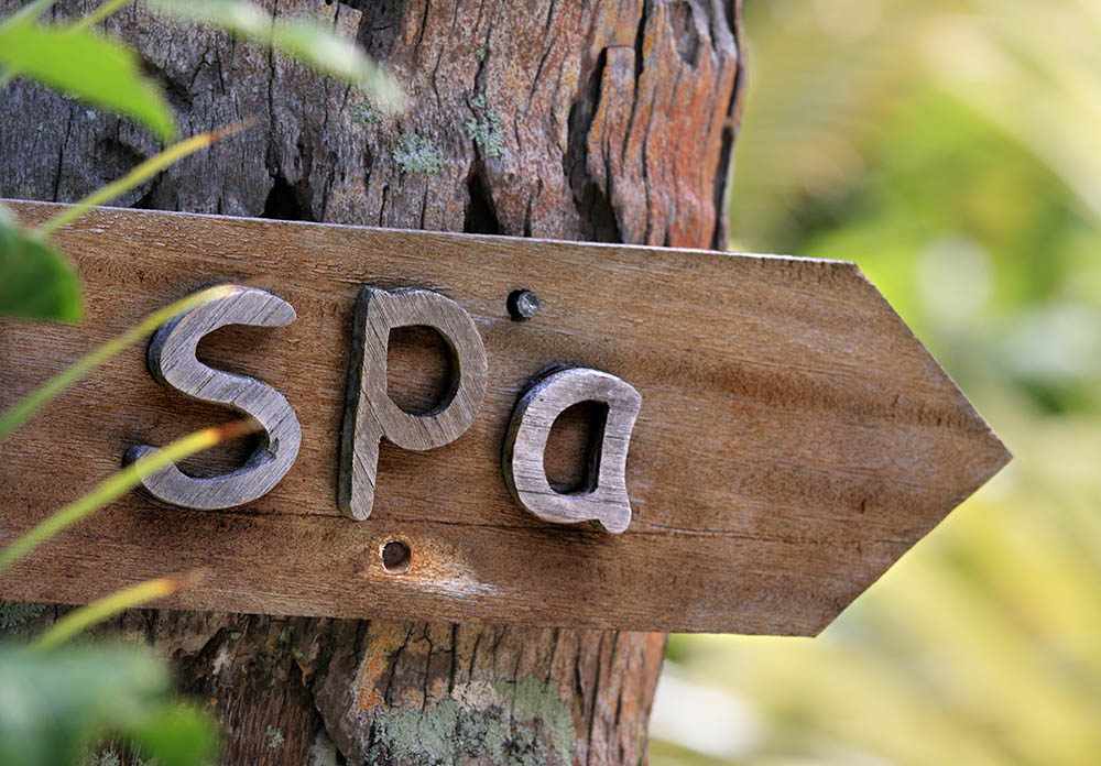 Wooden Spa sign