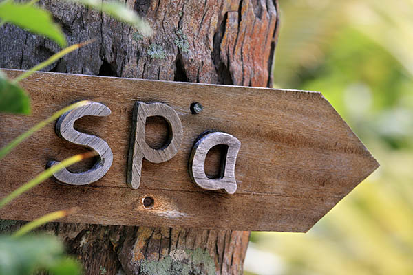 Wooden Spa sign