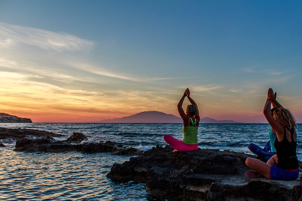 Yoga & fitness session on a Greek island