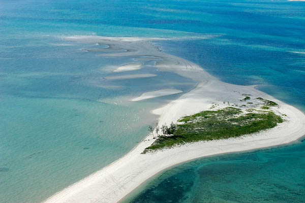 Aerial view of an island in Mozambique