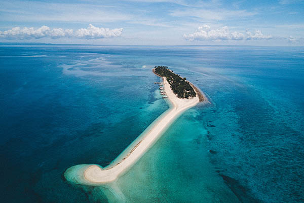 Aerial view of an island in the Philippines