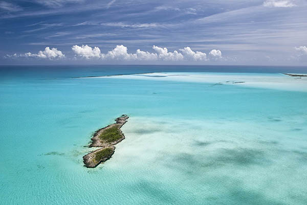 aerial view of an island in the Bahamas