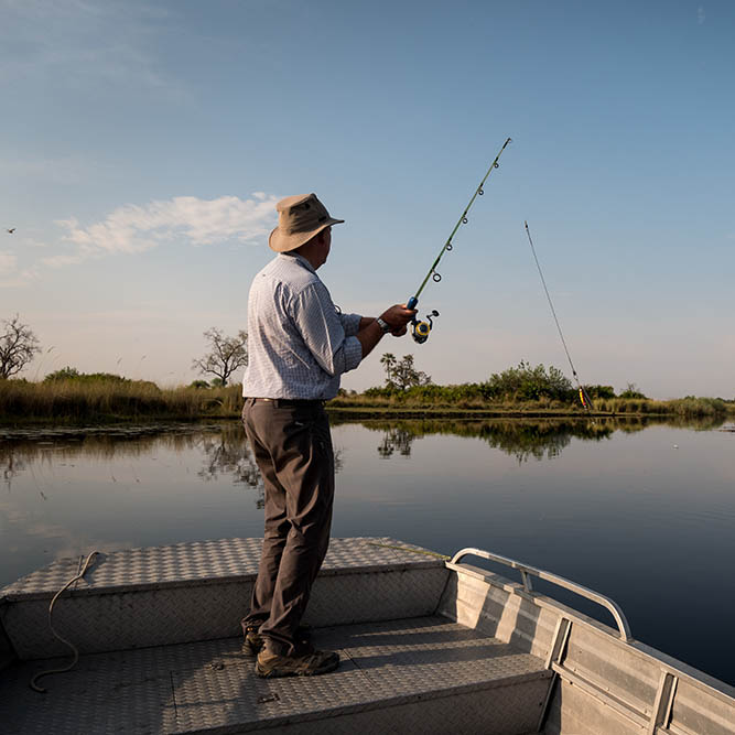 Fishing in the Okavango Delta, Botswana