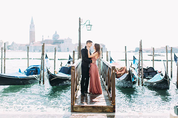 Couple on a honeymoon in Venice