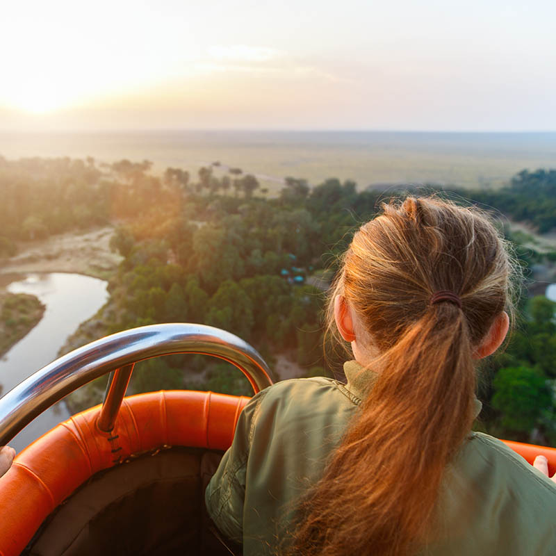 early morning flight on hot balloon in Masai Mara