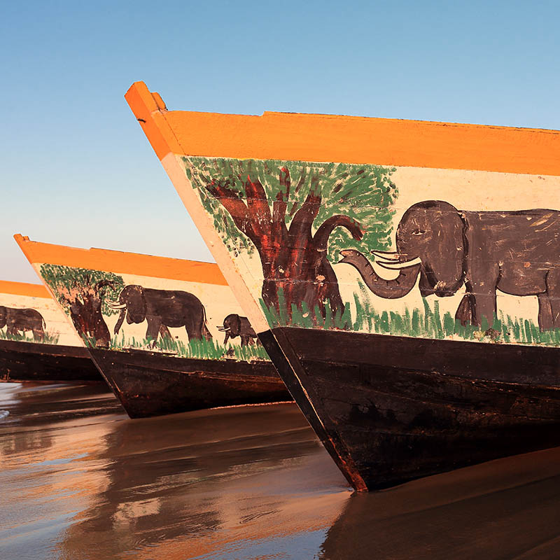 Traditional boats on Lake Malawi