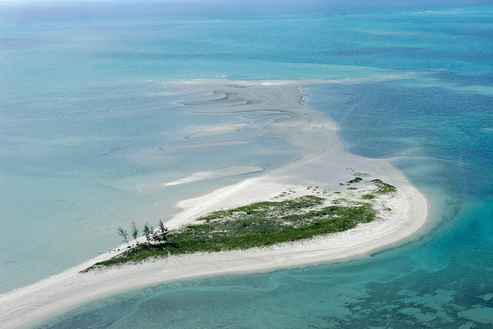 Aerial view of an uninhabited island in Mozambique