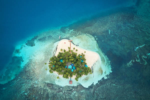 Aerial view of Pink Pearl Island, Nicaragua