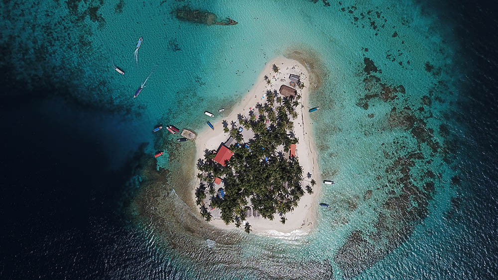 aerial view of Isla Perro, San Blas Panama