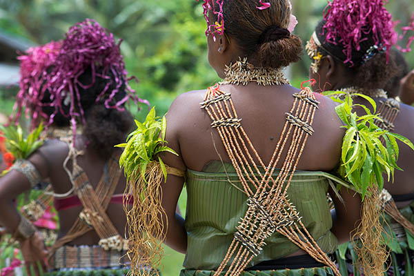 Traditional women's dance in the village of Gupuna on the island of Owaraha, Solomon Islands