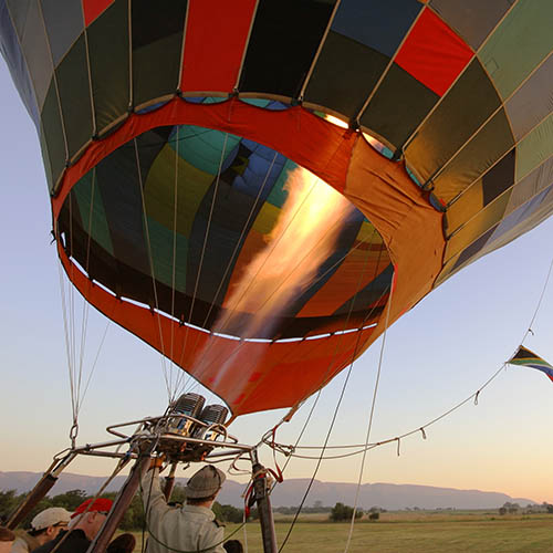 Hot air balloon preparing for take off in South Africa