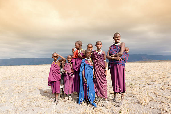 Masai woman and children