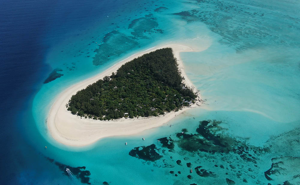 Mnemba Island, located 3 km off the coast of Zanzibar