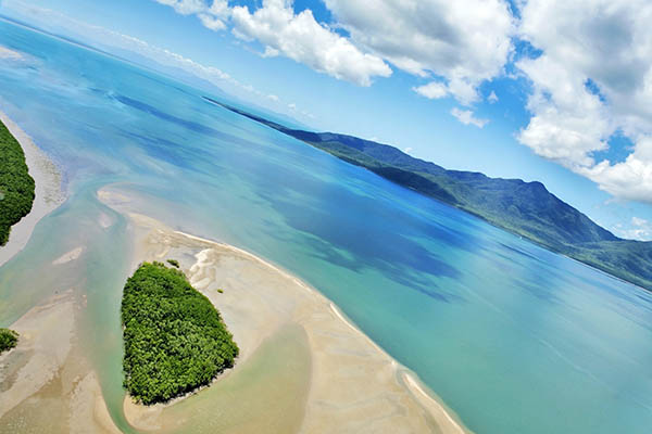 Aerial view of islands in Queensland, Australia