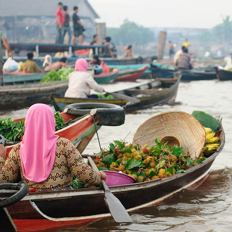 The floating market at Banjarmasin, Kalimantan, Borneo