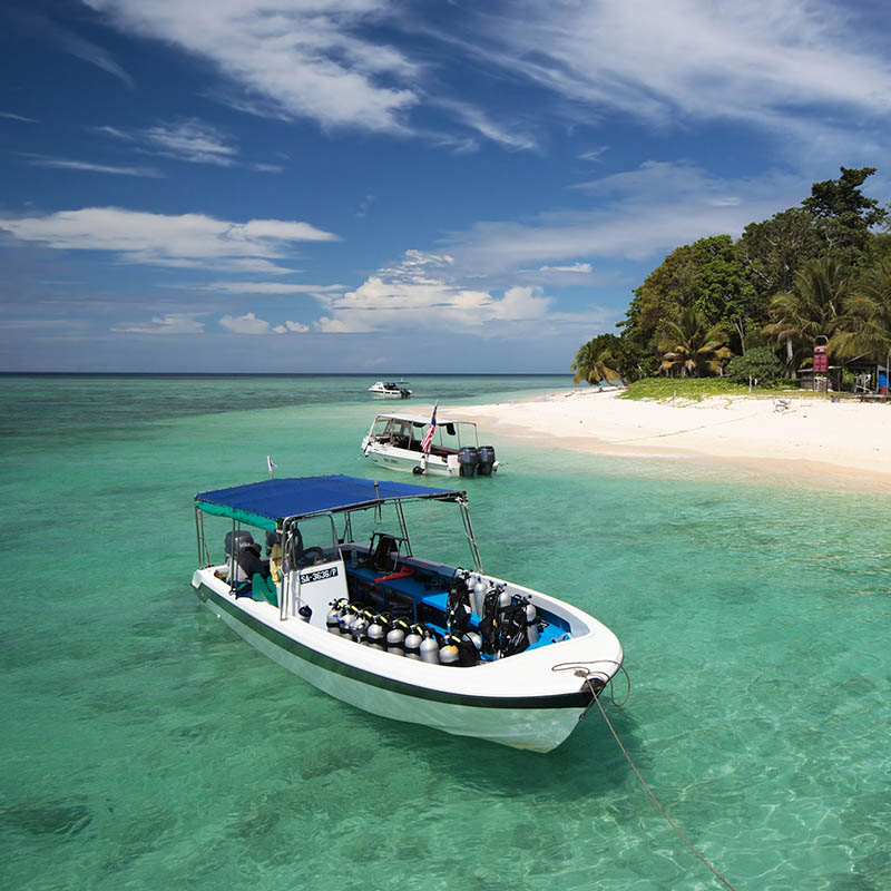 Dive boat in Borneo