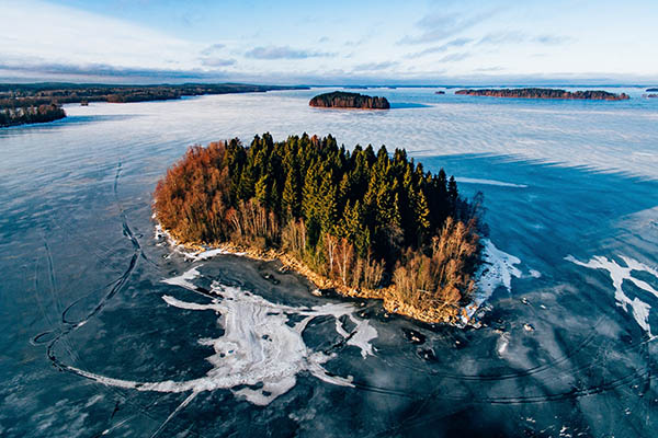 Aerial view of an island in Finland