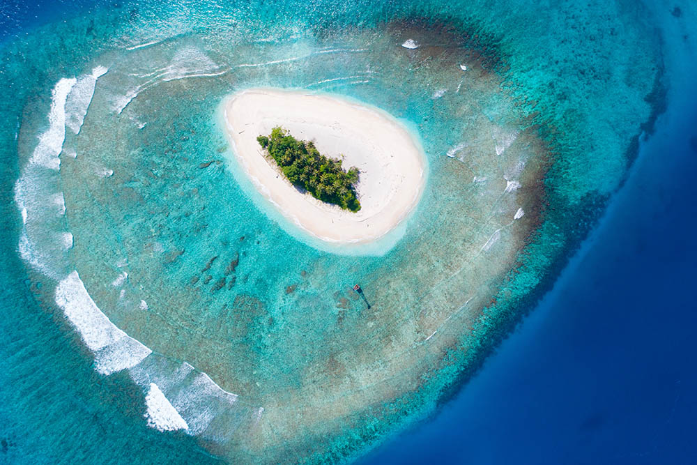 Aerial Shot of Desert Island off the Coast of Sumatra, Indonesia