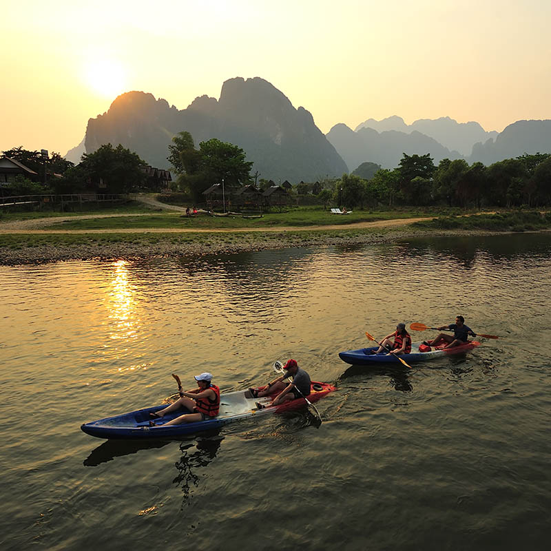 Kayaking at Vang Vien, Laos