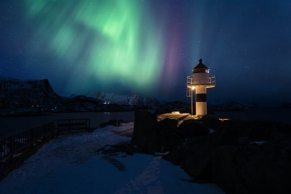 Northern lights, Aurora borealis in Lofoten islands, Norway