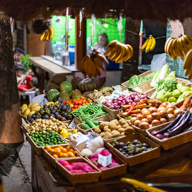 Local night market with fruits in Bohol, Philippines