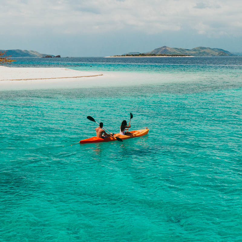 Kayaking off a remote island in the Philippines