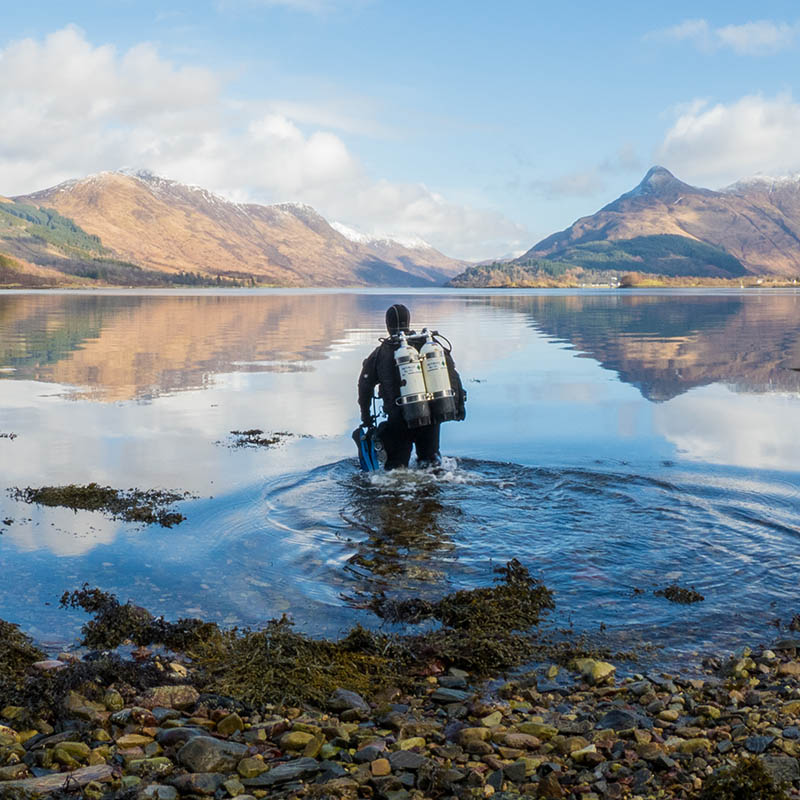 Diver Enters Sea Loch in Scotland