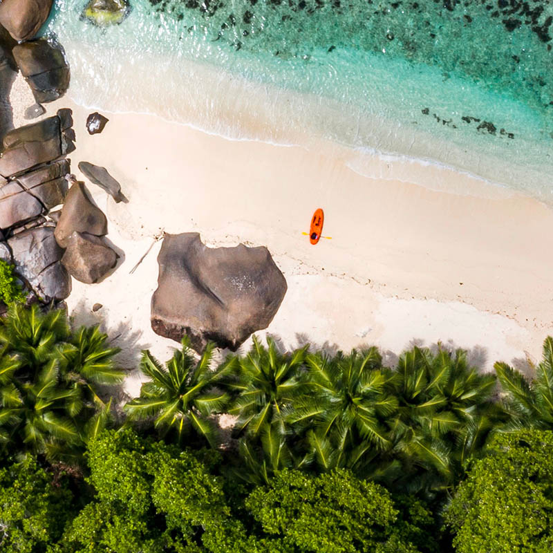 Kayak on a beach in the Seychelles