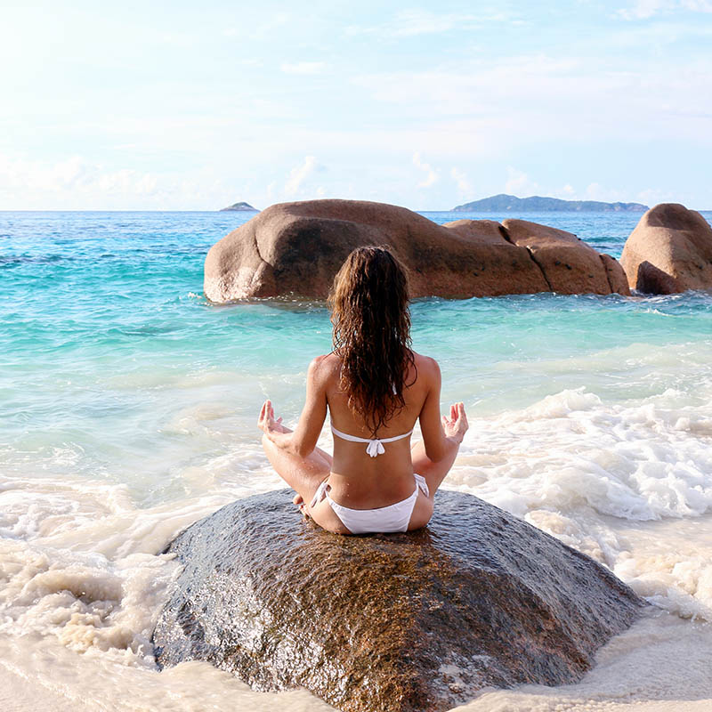 Yoga practice on Praslin Island, Seychelles