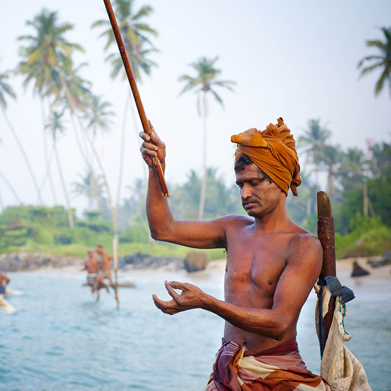 Traditional stilt fishermen, Sri Lanka