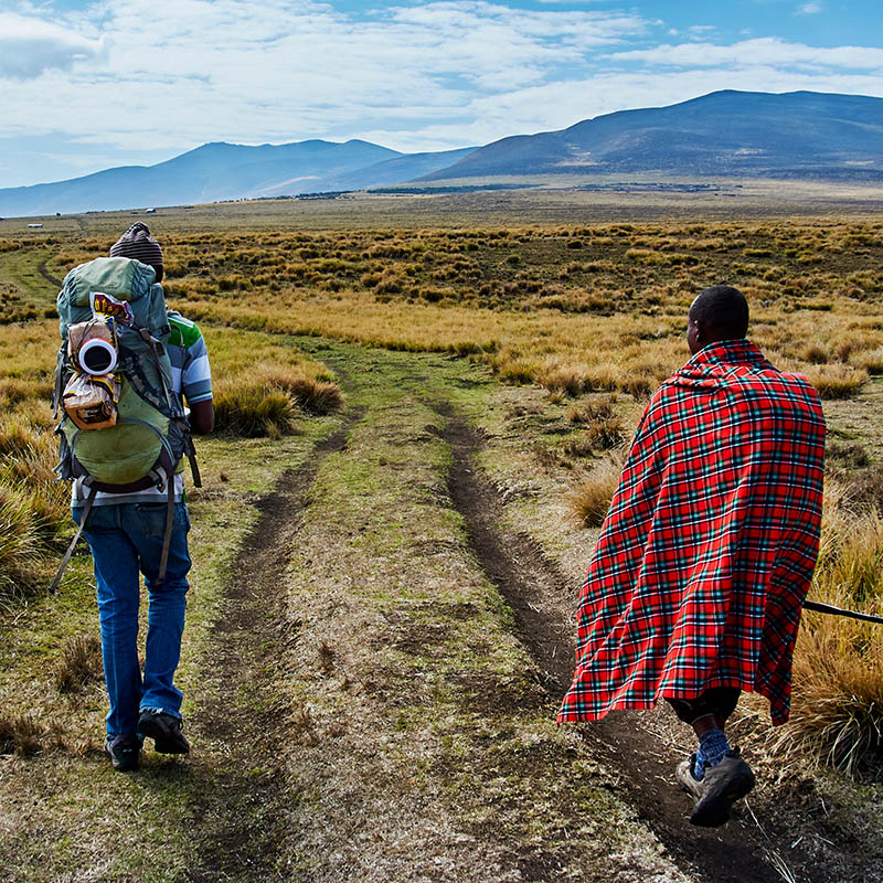 Hike in Ngorongoro Conservation Area Nationnal park Highlands craters en route Bulati Village from Nainokanoka with Masai Guide and cook