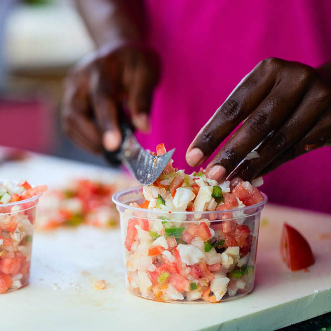 making traditional conch salad