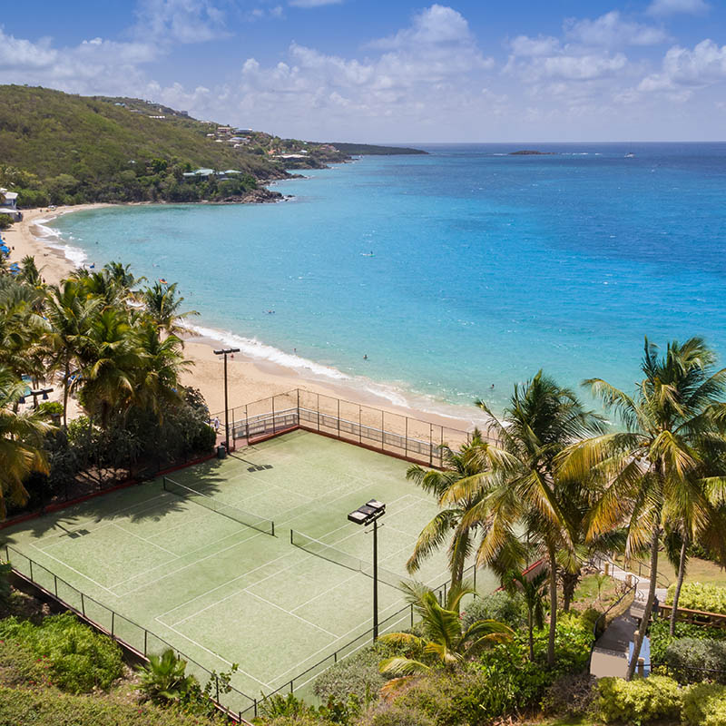 Caribbean coast with tennis court