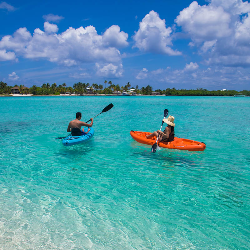 Couple kayaking in the Cayman Islands