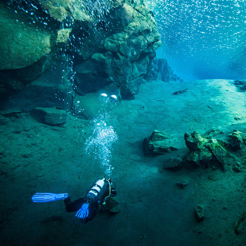 Scuba diving at Silfra in Iceland