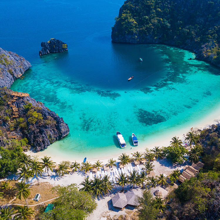 Aerial view of Horseshoe Island, Myanmar