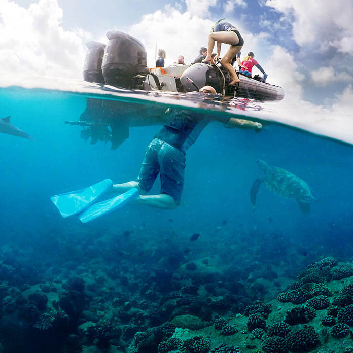 Snorkelling with turtles in Micronesia