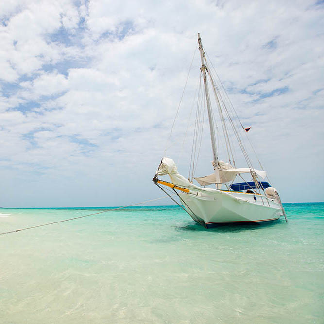 Sailing off the island of Providenciales, Turks & Caicos Islands