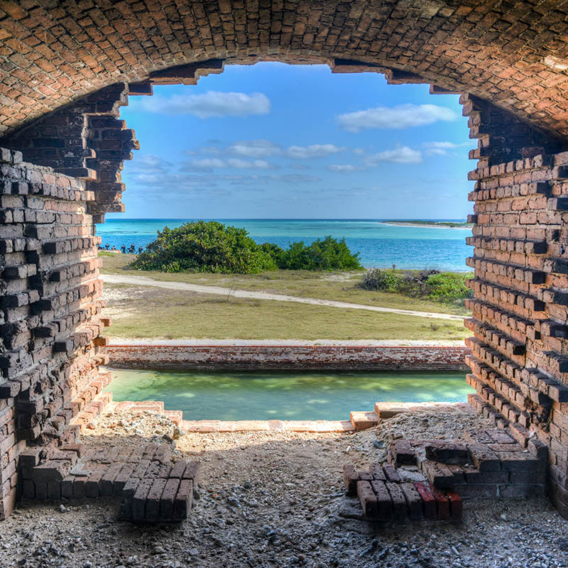 Window to the ocean at Fort Jefferson at the Dry Tortugas National Park outside Key West, Florida