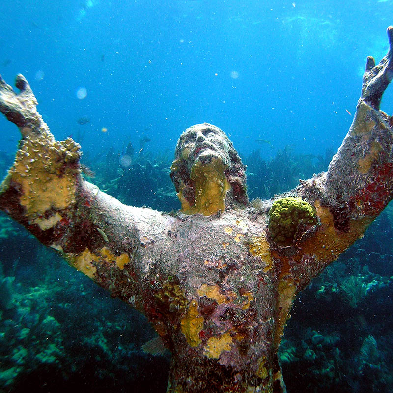 Statue of Christ underwater at Key Largo, Florida