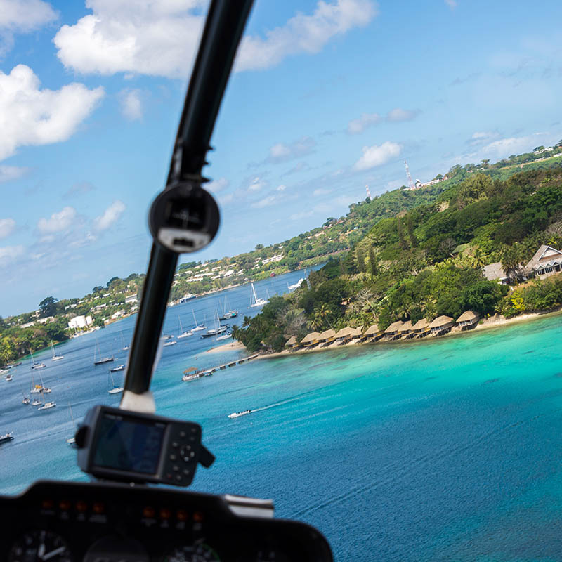 Helicopter flight, Efate Island, Vanuatu