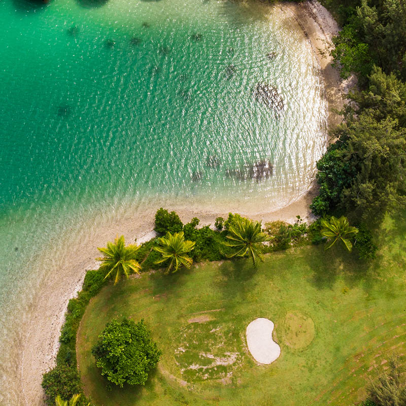 Aerial view of Holiday Inn Resort showing golf course, Port Vila, Vanuatu