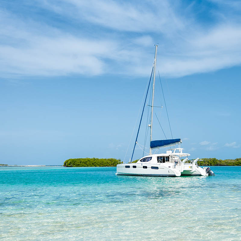 Catamaran anchored off Venezuela's Los Roques Islands