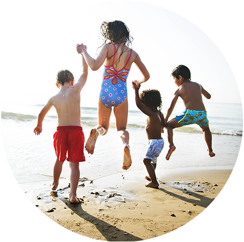 Children having fun on the beach