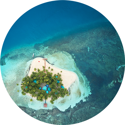 Aerial view of a tiny island in Nicaragua