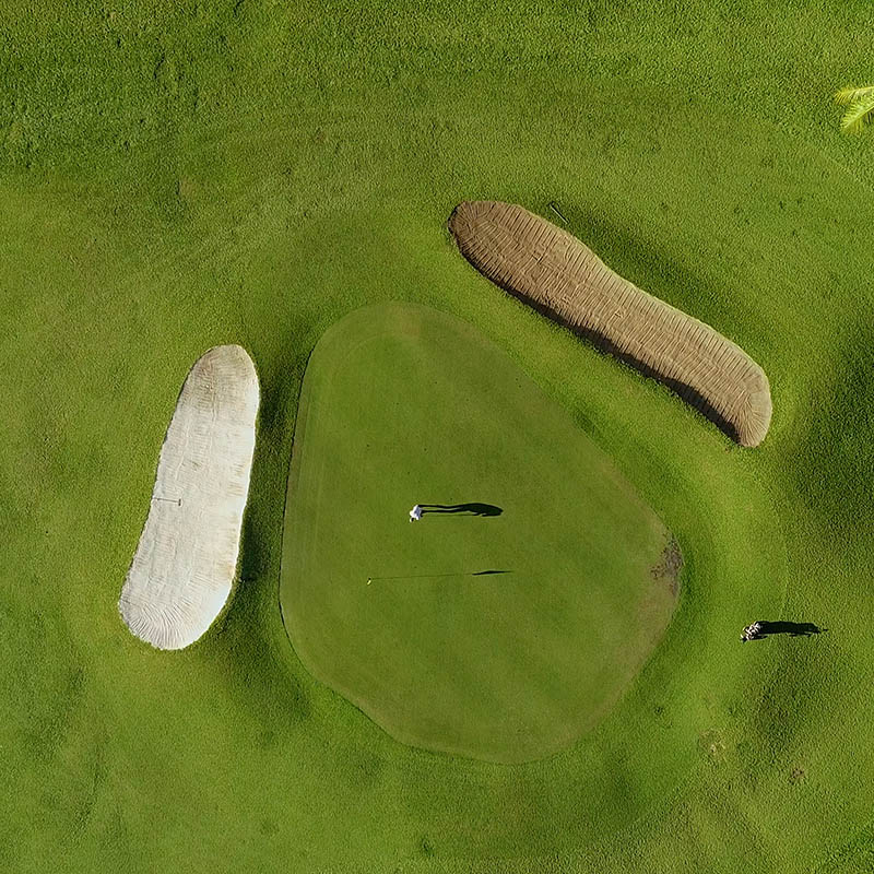 Golf course in aerial view, French Polynesia