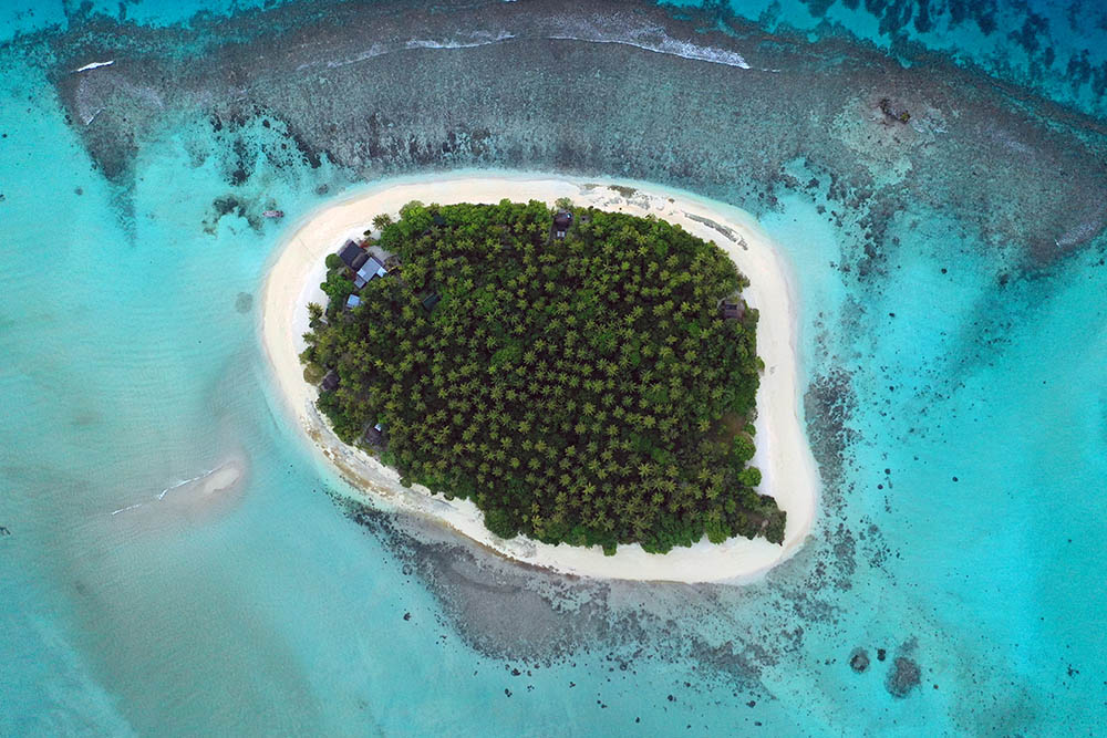 Aerial view of Mounu Island, Tonga